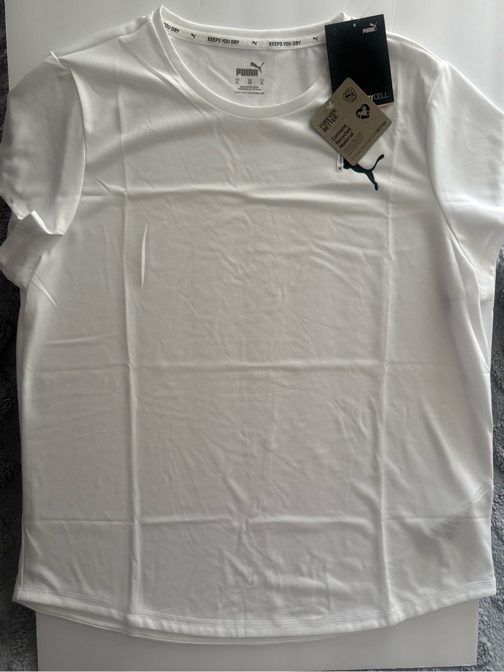 Puma White Short Sleeve Crew Neck Performance Tee NWT